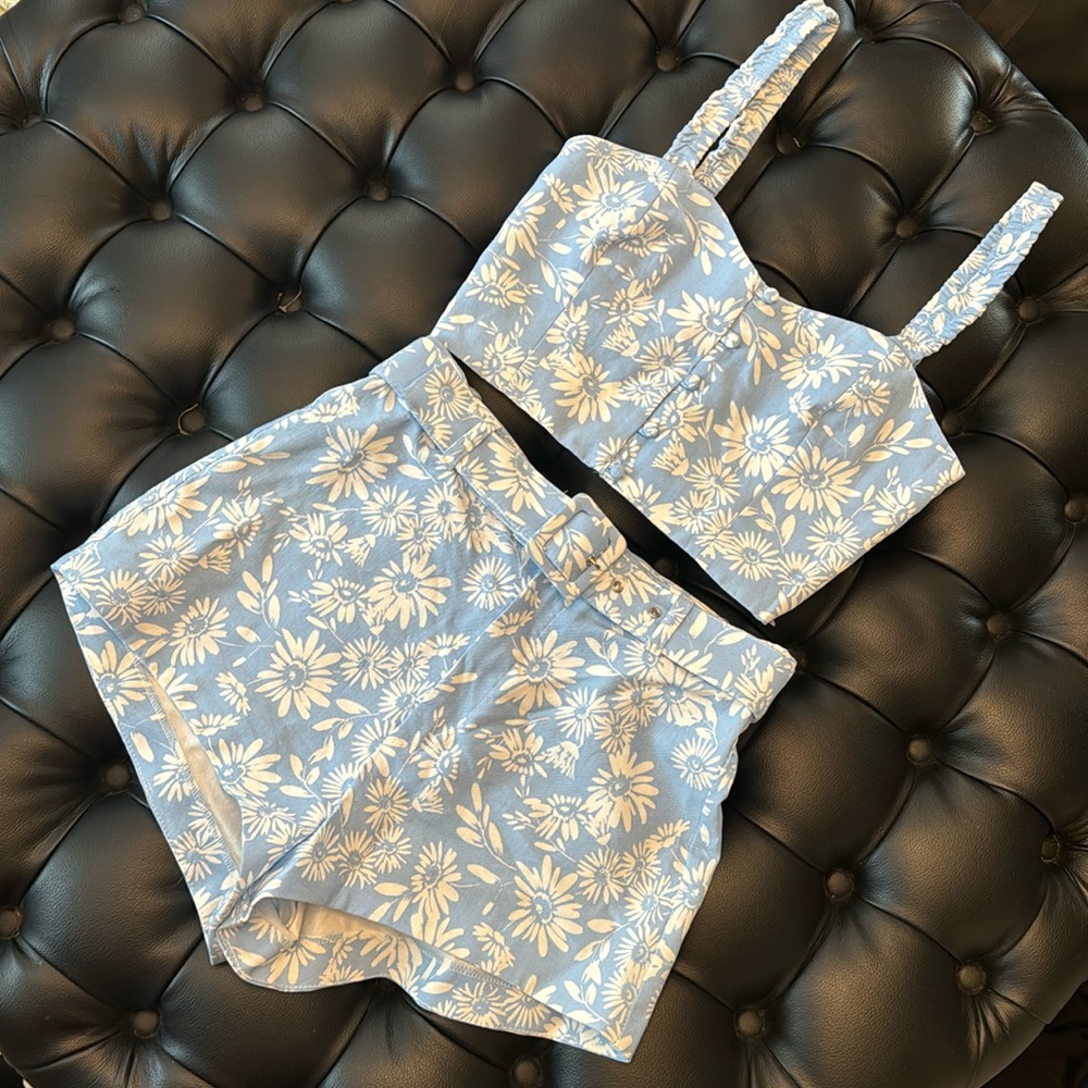 Zara linen top and short set with belt